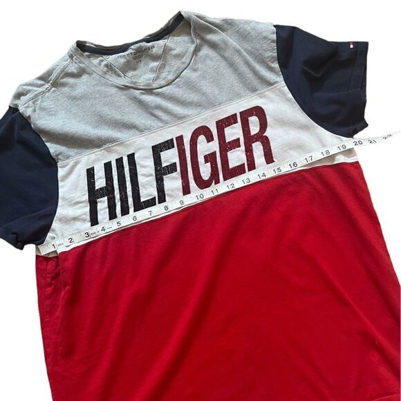 TOMMY HILFIGER Colour Blocked Graphic Print Short Sleeve Casual Tee Shirt L - Picture 6 of 7